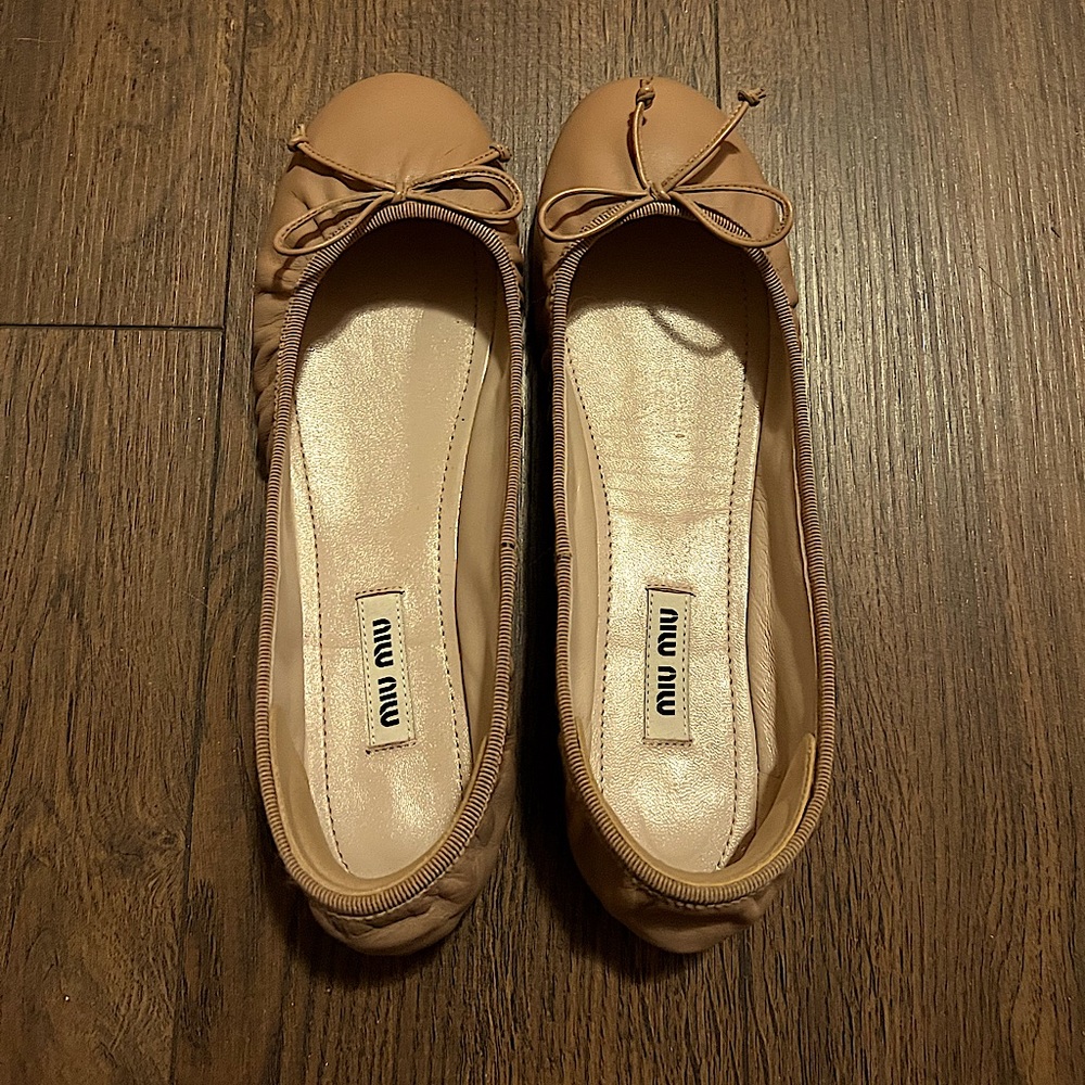 MIU MIU Diamanté heel ballet flats